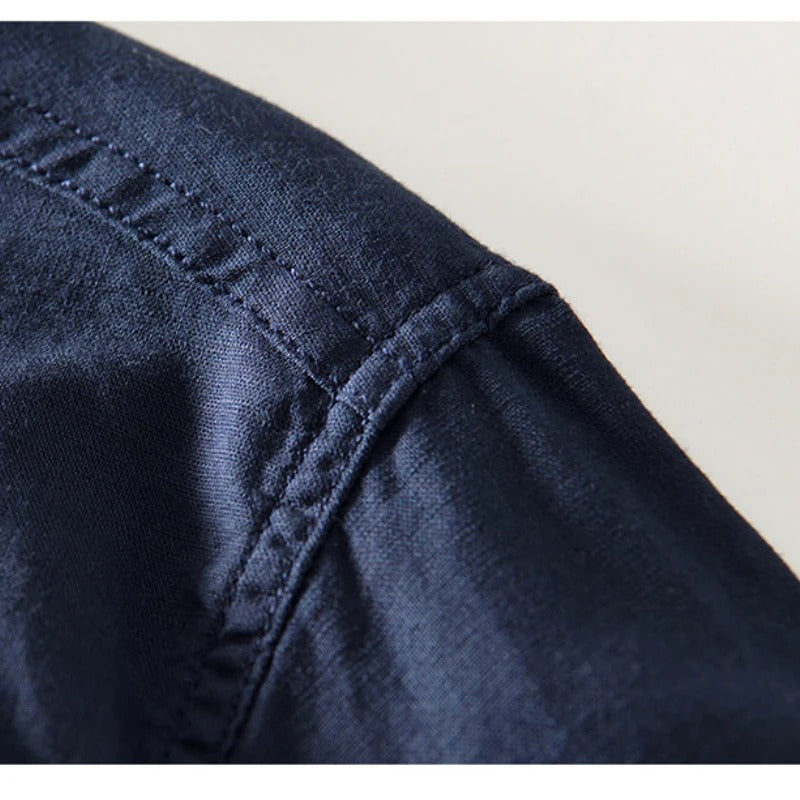 Linen Stand Collar Shirt