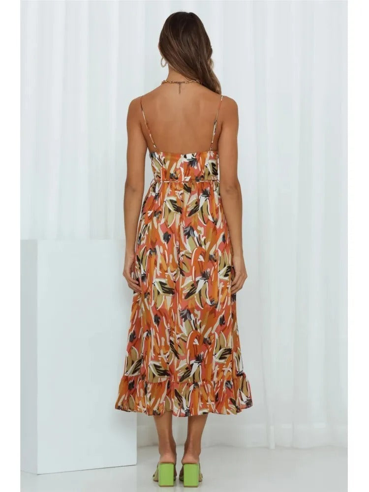 Summer Printed V-Neck Dress