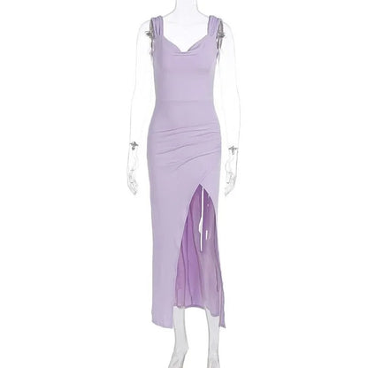 Backless Slit Empire Waist Dress