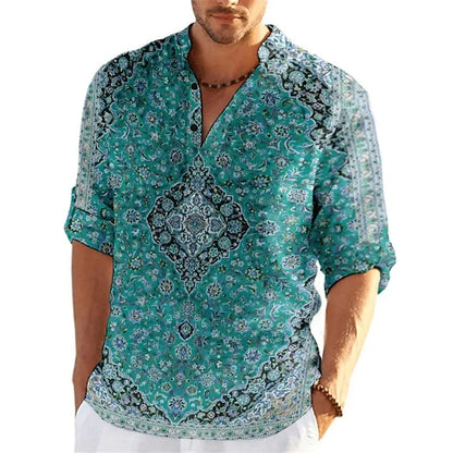 3D Floral Henley Shirt