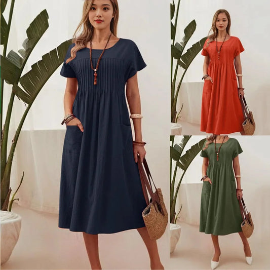 Pleated Cotton Summer Dress