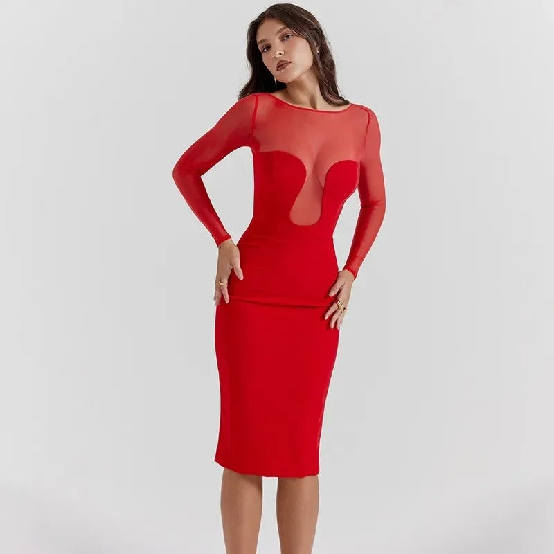 Elegant Strapless Backless Midi Party Dress