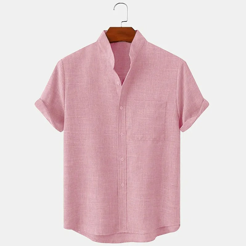 Linen-Blend Casual Lapel Shirt