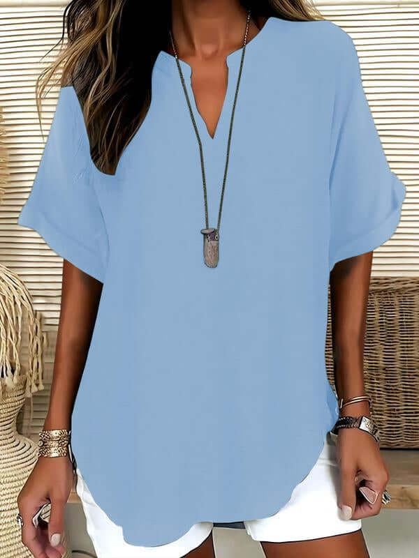 Summer Loose Solid Color Women's Casual Shirt Rich Allure