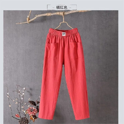 Casual Cotton-Linen Harem Pants