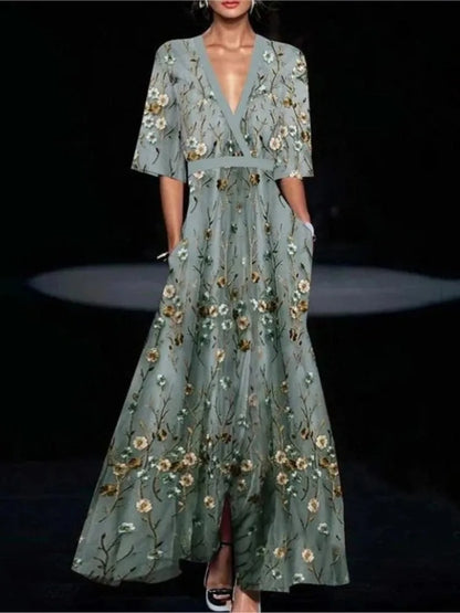 Women's V-Neck Printed Dress
