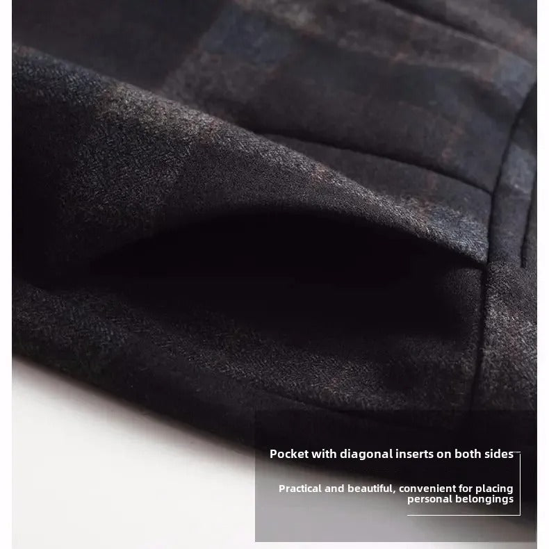 Plaid Wool Wide-Leg Pants