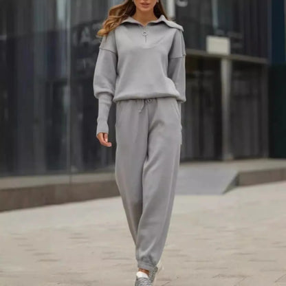Zipper Hoodie & Sweatpants Set for Women