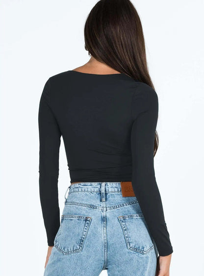 Street Muse Cropped Solid Long Sleeve Tee