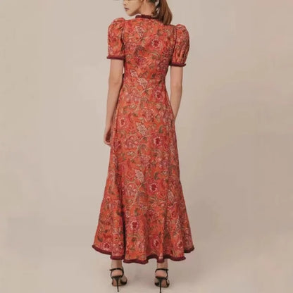 Blooming Elegance Retro Maxi Dress