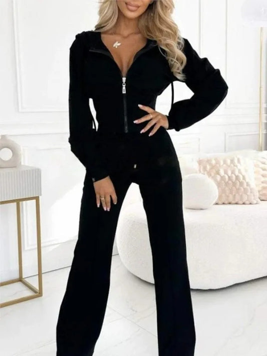 Hooded Zipper Sweatsuit Set