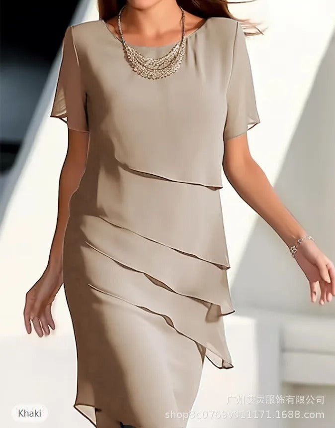 Solid Color Ruffle Dress