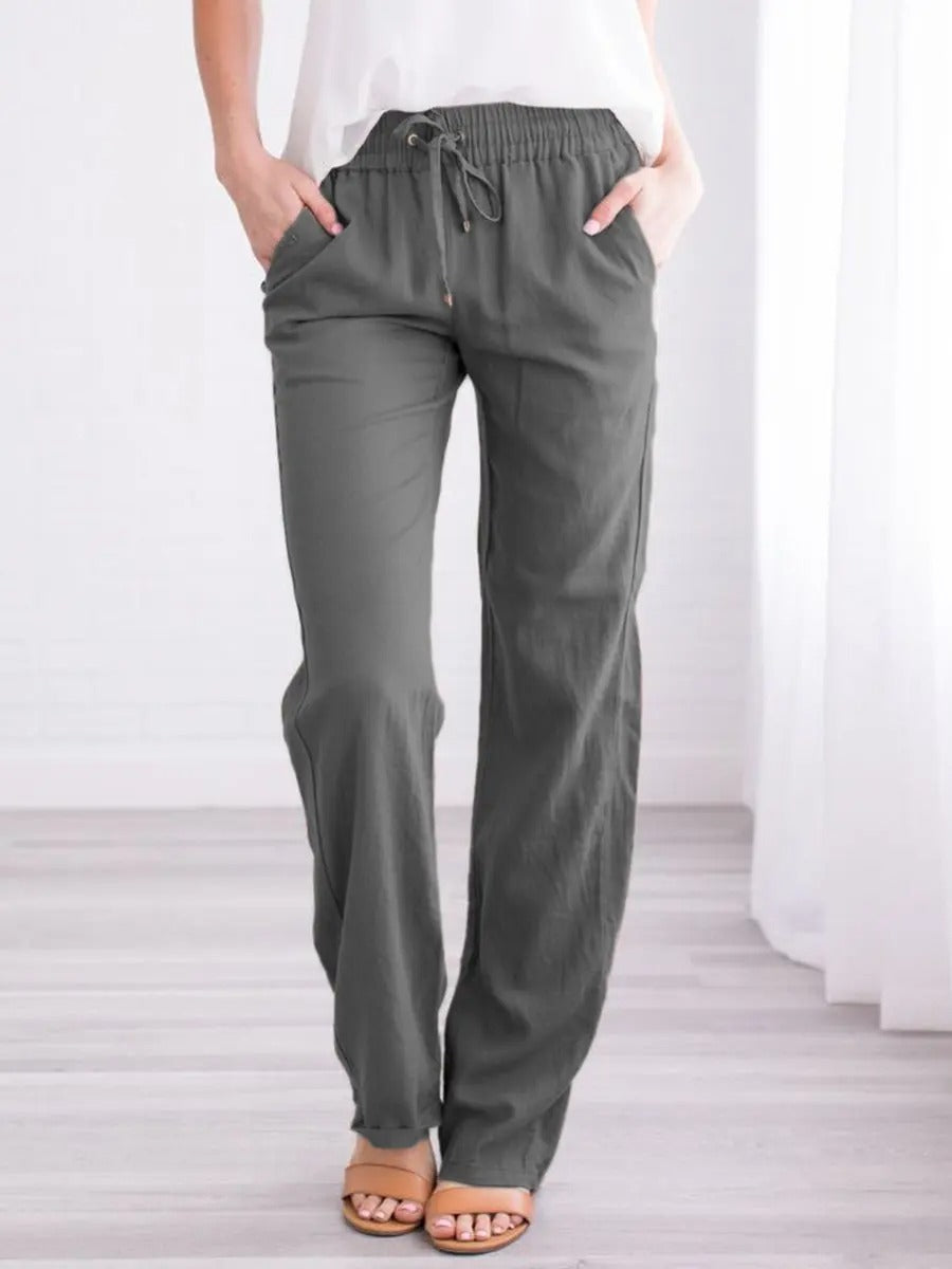 Cotton Linen Drawstring Loose Pants