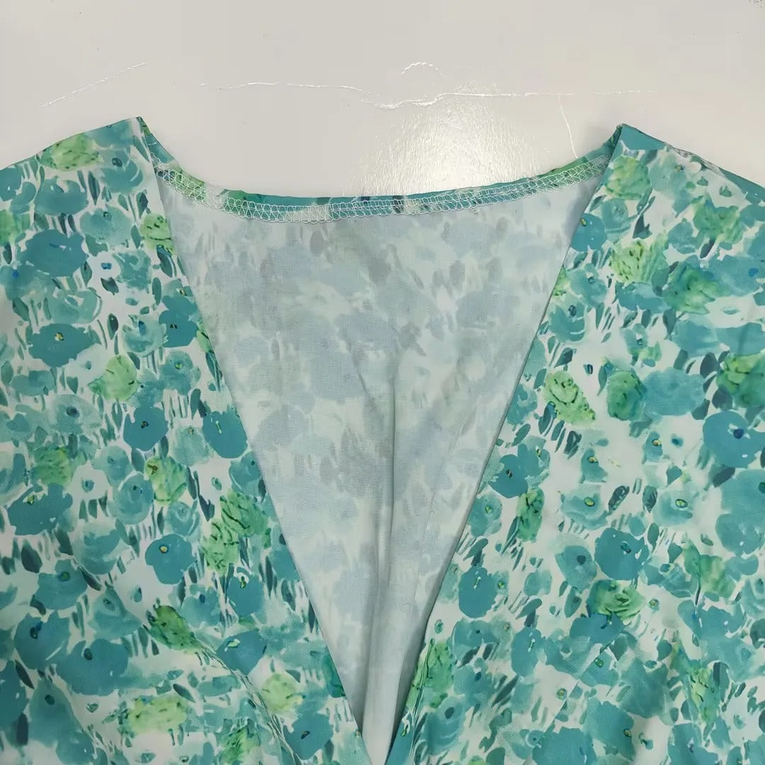 Vintage Charm V-Neck Maxi Dress