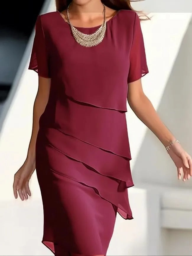 Solid Color Ruffle Dress