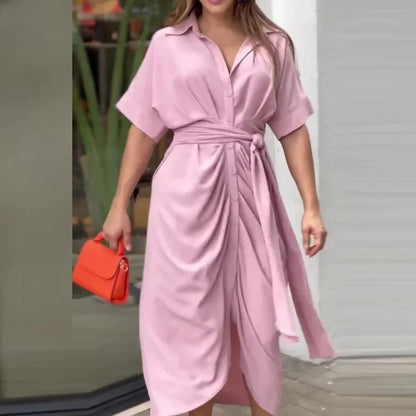 Autumn Elegance Printed Shirt Dress
