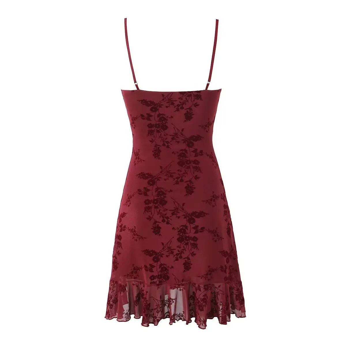 Vintage Floral Burgundy Mini Dress