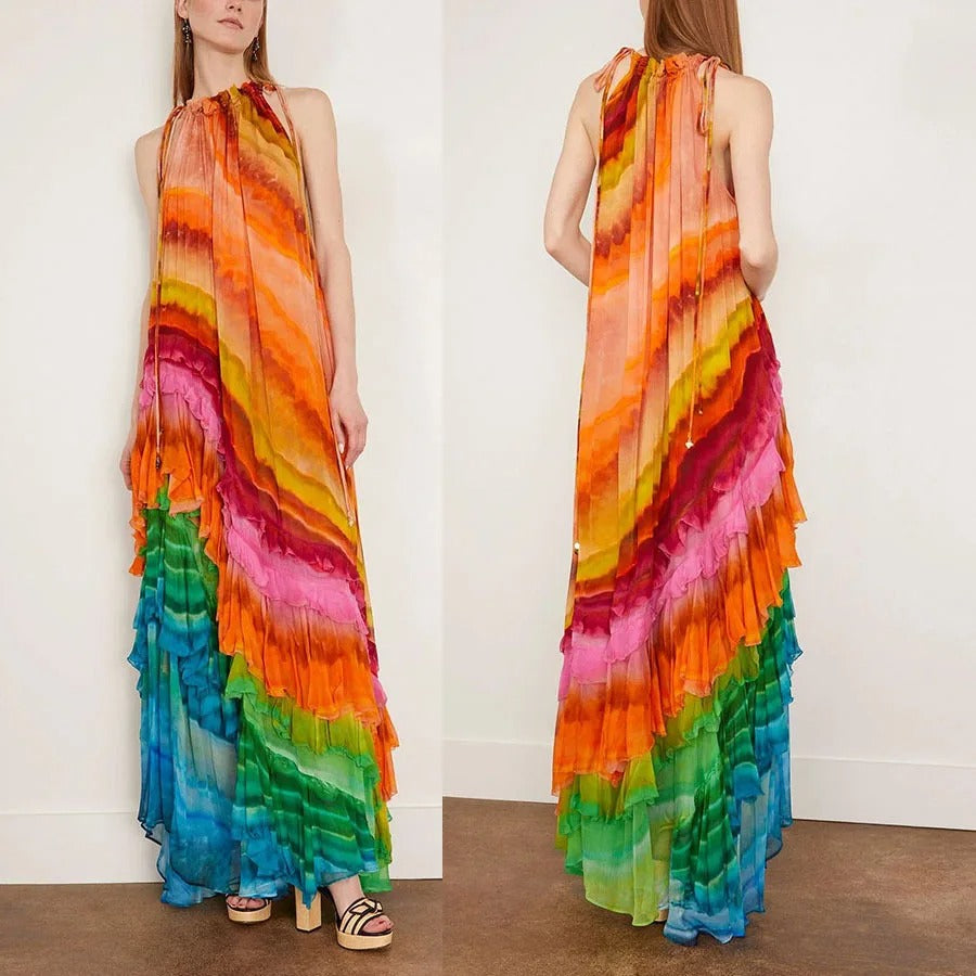 Golden Hour Breeze Chiffon Dress