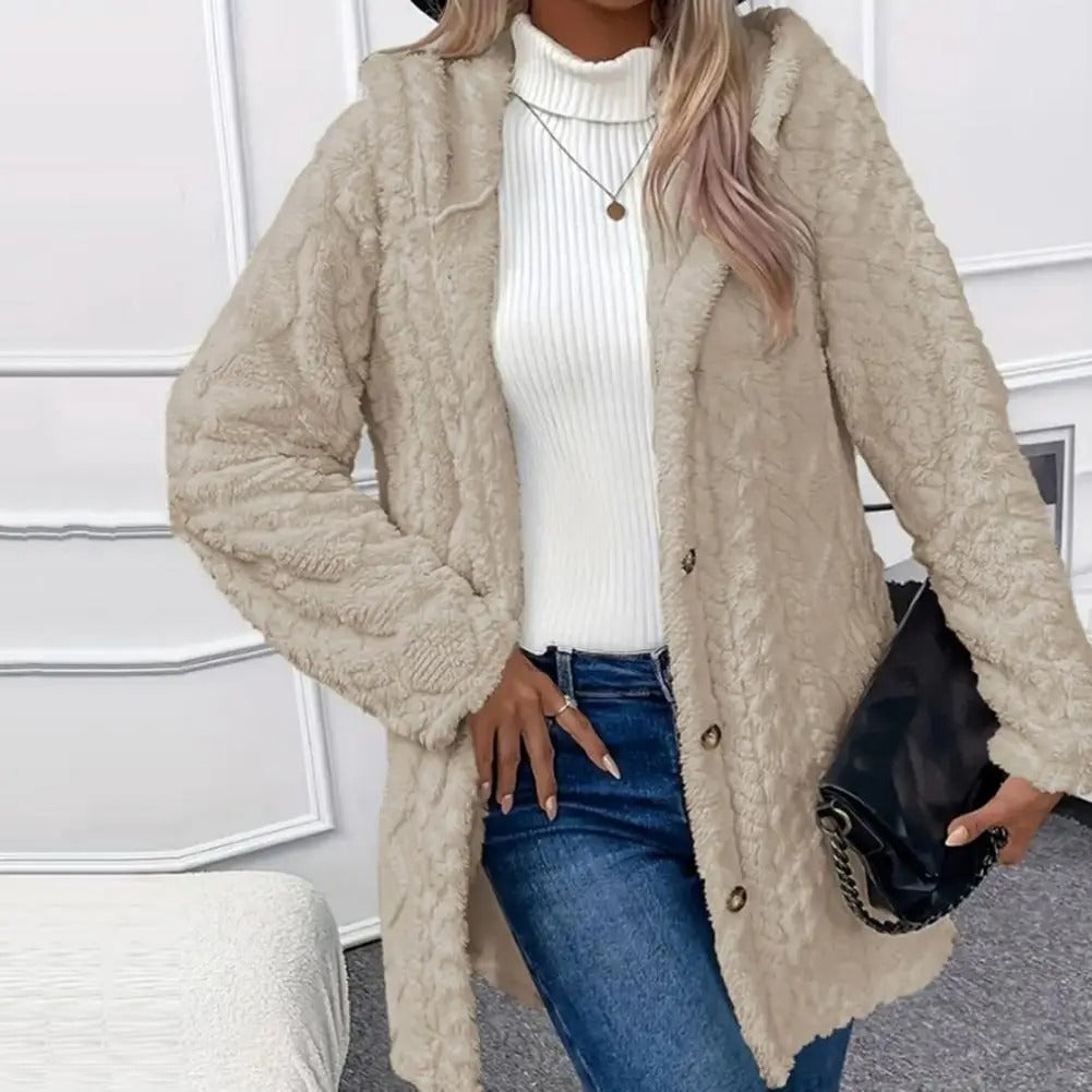 Stylish Hooded Plush Cardigan Jacket