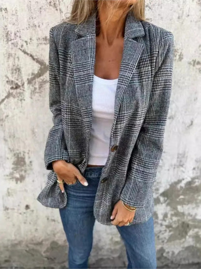 Elegant Houndstooth Office Suit Jacket