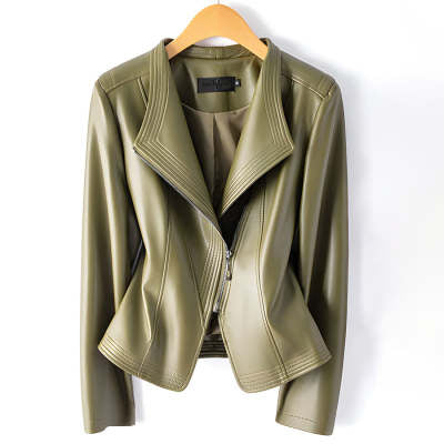 Women's Short Plus Size Leather Jacket