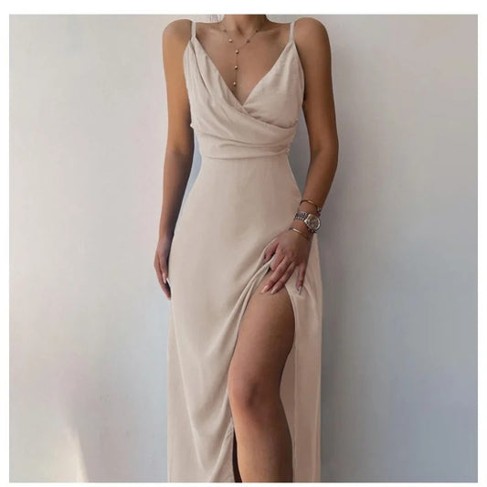 Siren Allure V-Neck Slit Dress