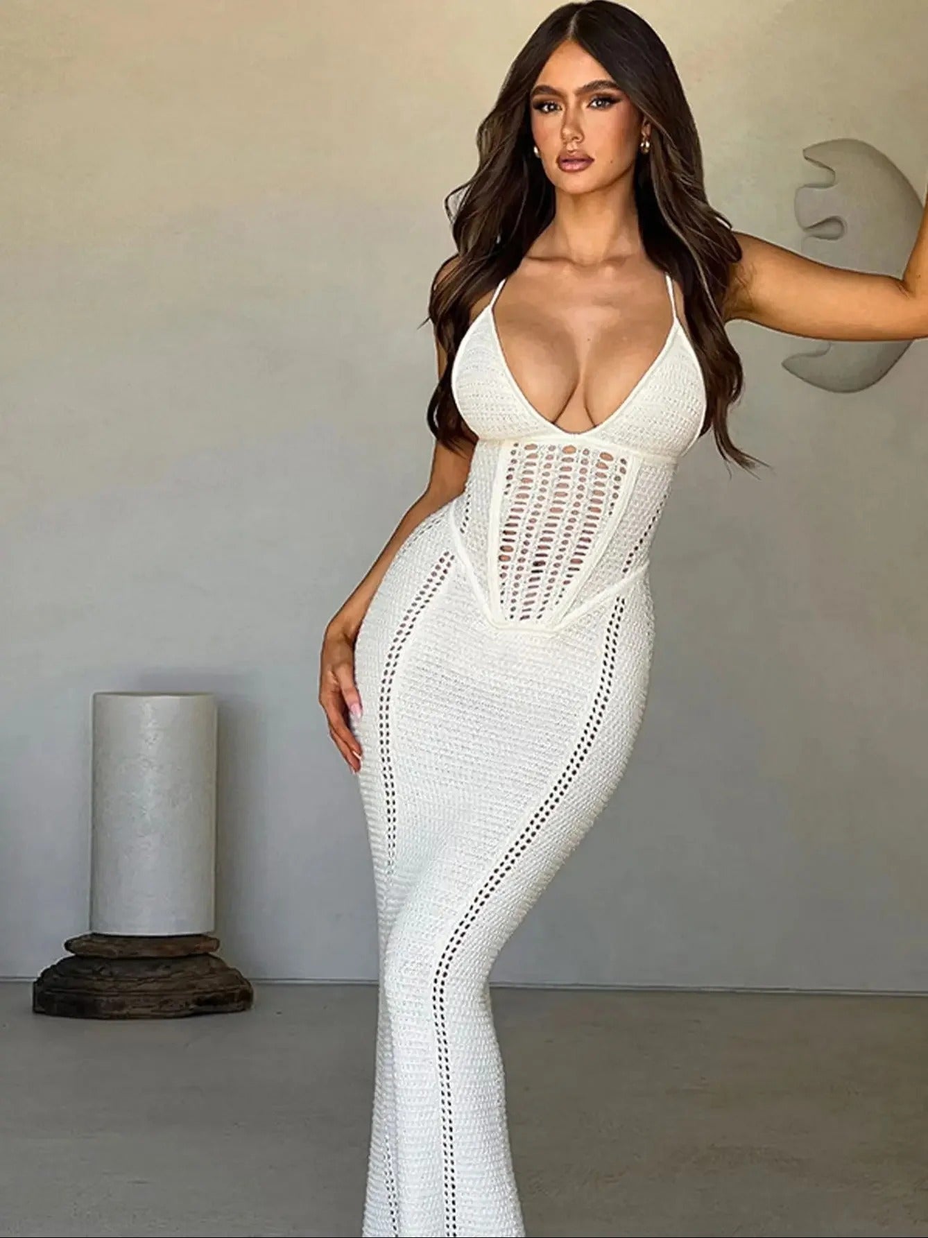 Mesh Knit Bikini Cover-Up Dress