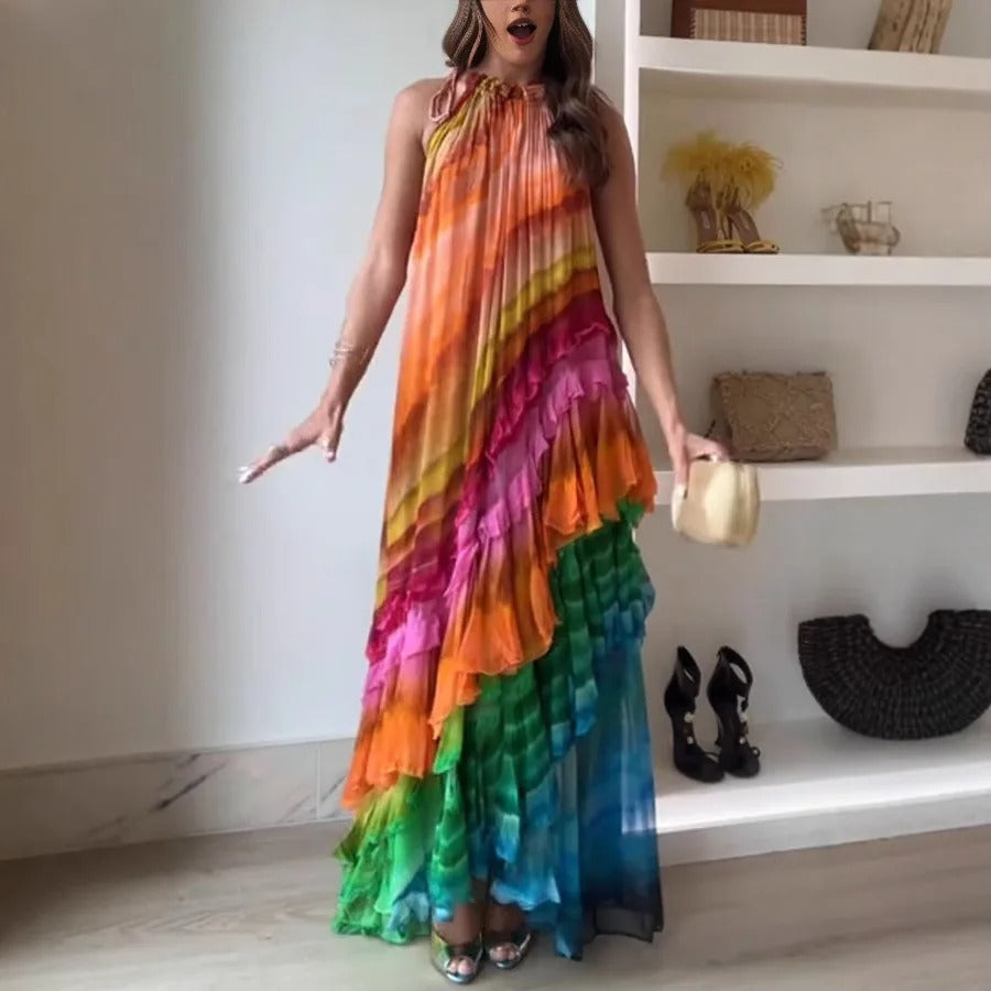 Golden Hour Breeze Chiffon Dress