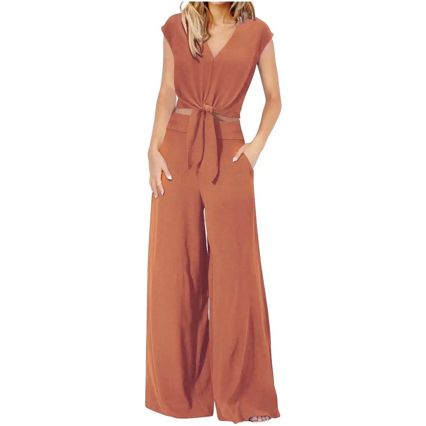 Women's Summer Belted 2-Piece Set