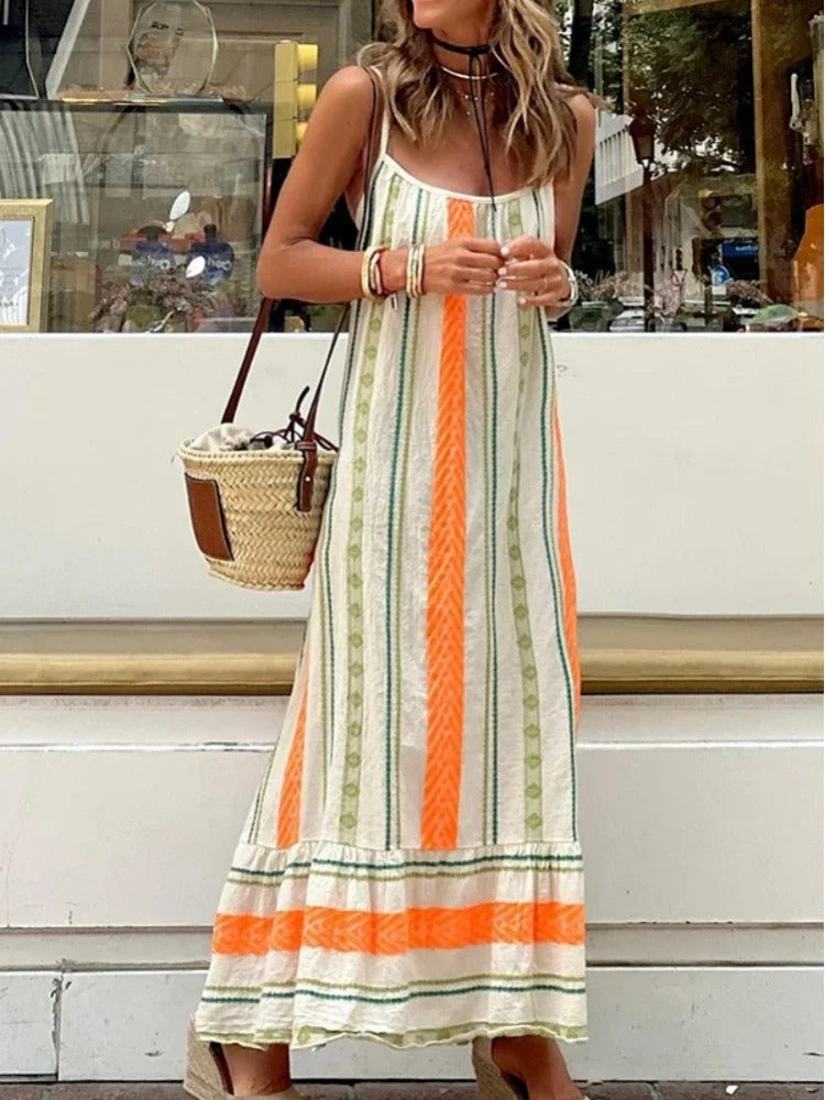 Boho Breeze Strappy Vacation Maxi Dress