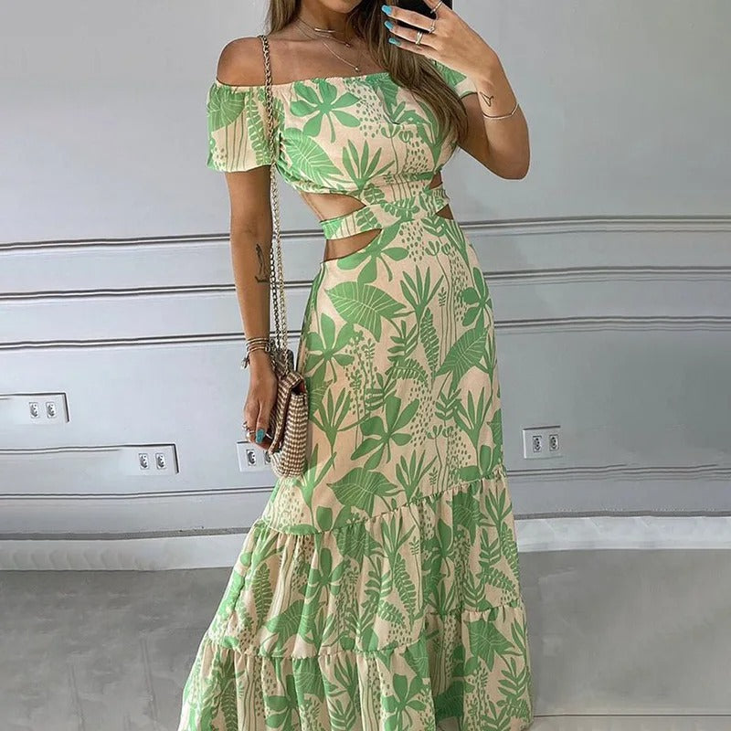 Chic Hollow Lace-Up Swing Dress