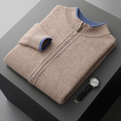 Men’s Fashion Contrast Color Zipper Sweater