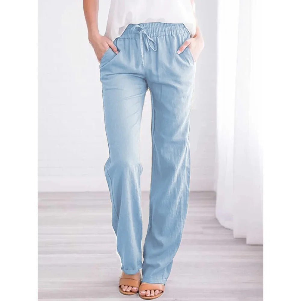 Cotton Linen Drawstring Loose Pants