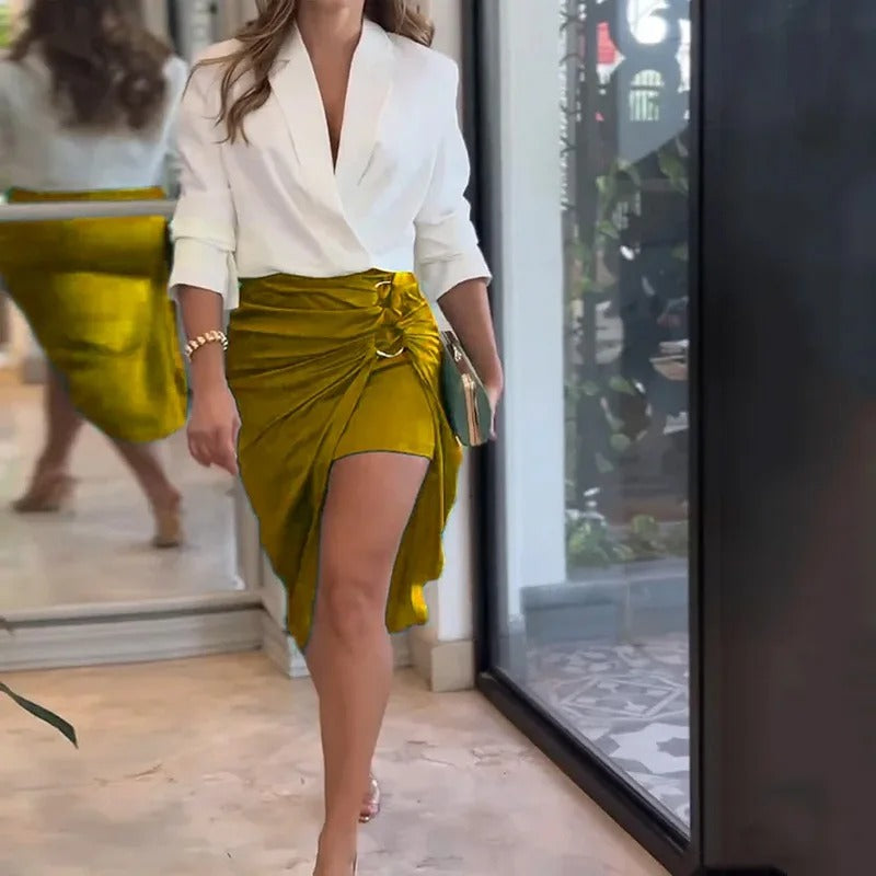 Chic V-Neck Two Piece Set