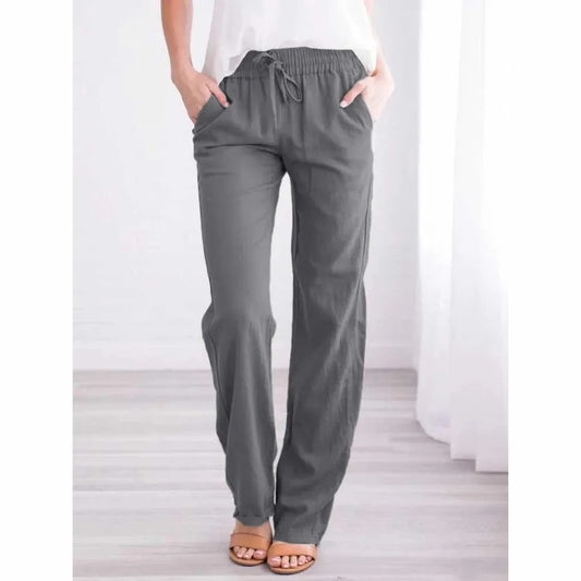 Cotton Linen Drawstring Loose Pants