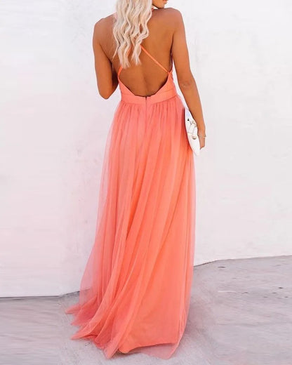 Lace Glam V-Neck Maxi Dress