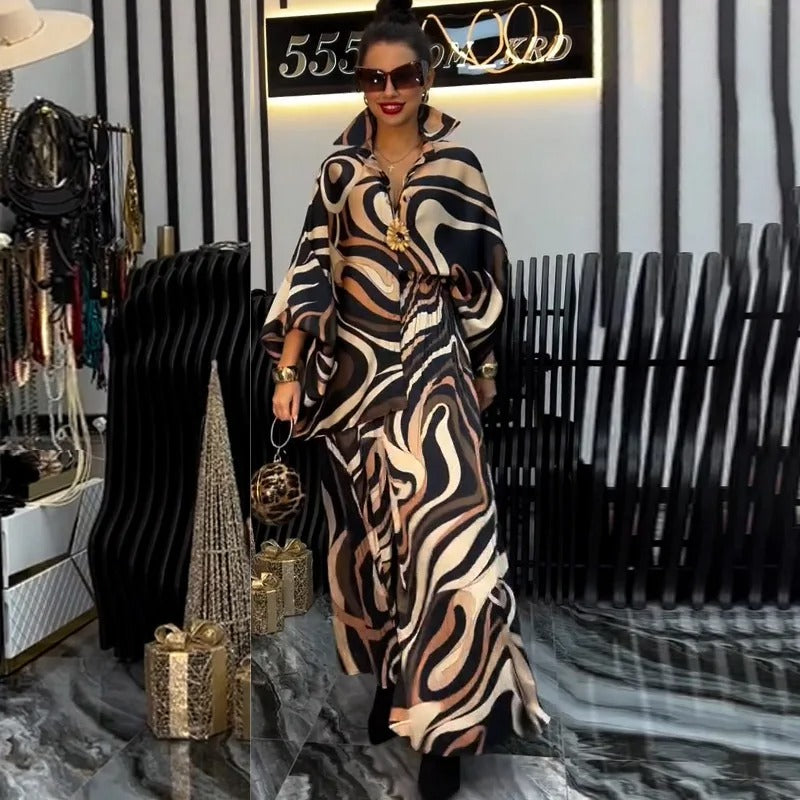 Elegant Printed Top & Wide-Leg Set