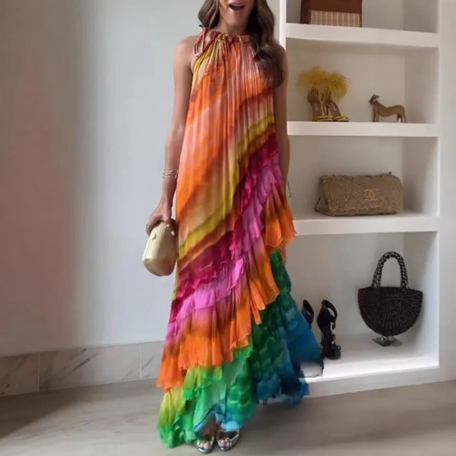 Golden Hour Breeze Chiffon Dress