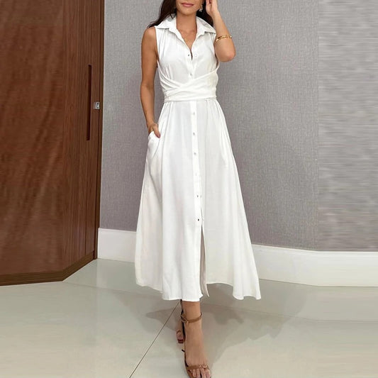 Solid Color Shirt Dress