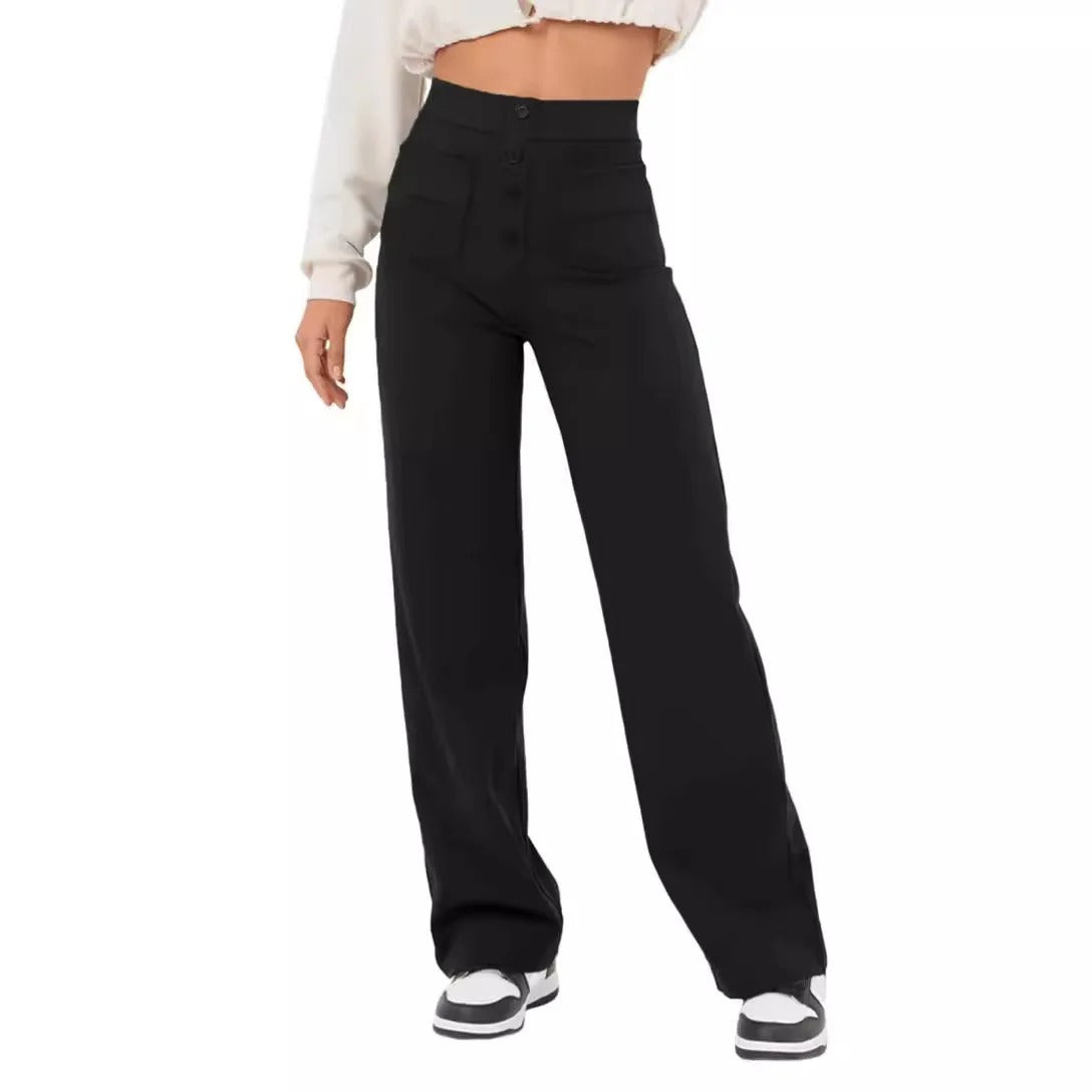 Buttoned Straight-Leg Cargo Pants