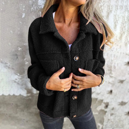 PlushLuxe Women's Faux Lambswool Coat