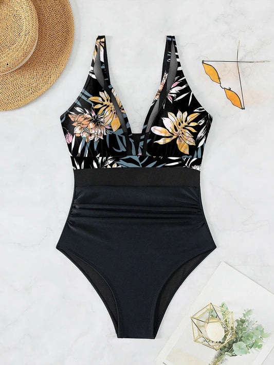 Sheer V-Neck One-Piece