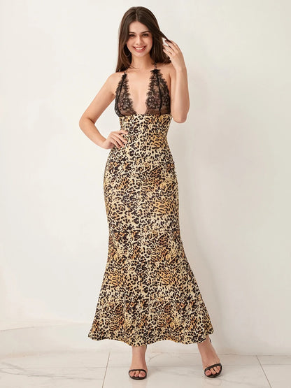 Elegant Floral Halter Maxi Gown