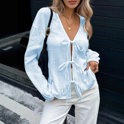 INS Style Cotton V-Neck Top