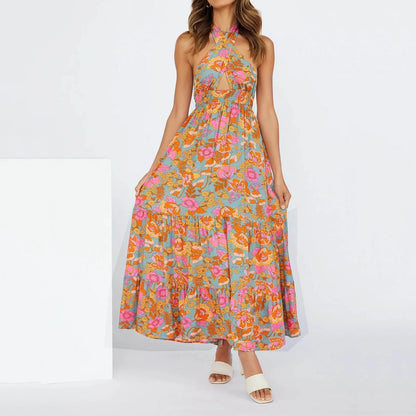 V-Neck Wrap Hollow Out Maxi Dress