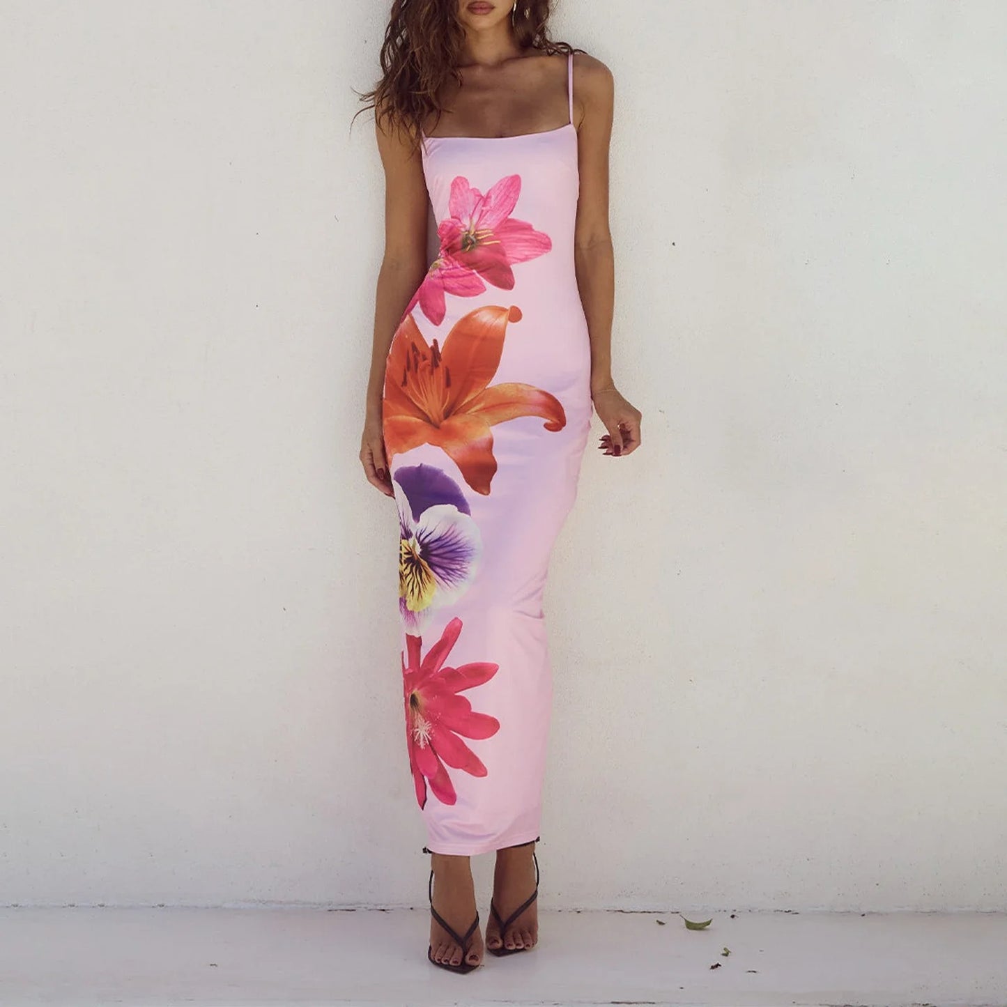 Floral Spaghetti Strap Bodycon Dress