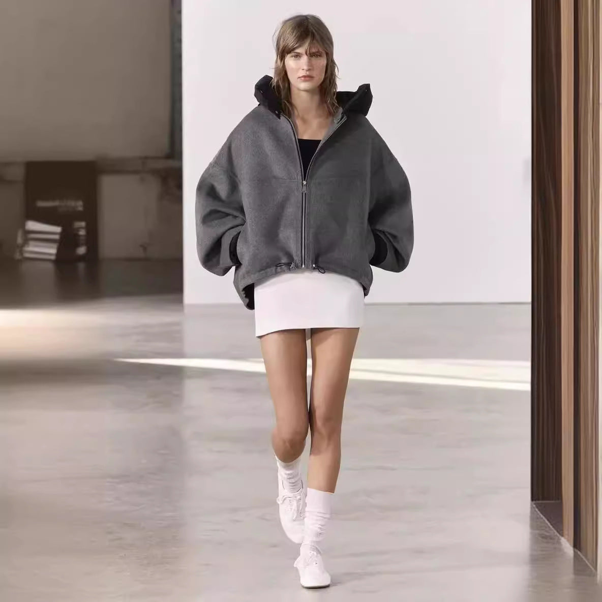 Women's Metal Buckle Cropped Coat Top