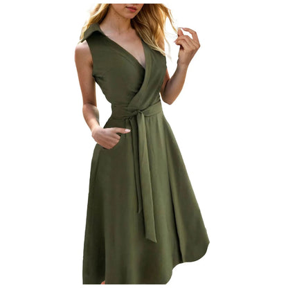V-Neck Belted Summer Dress