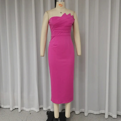 Elegant Strapless Pleated Maxi Dress