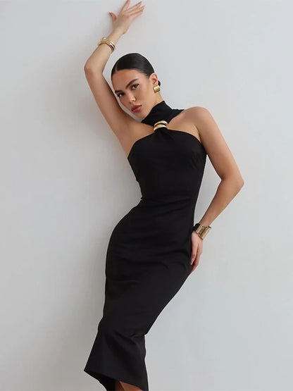 Sleek Noir Off-Shoulder Bodycon Dress